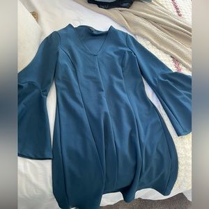 Ann Taylor Bell Sleeve Shift Dress in muted cobalt blue, size Medium